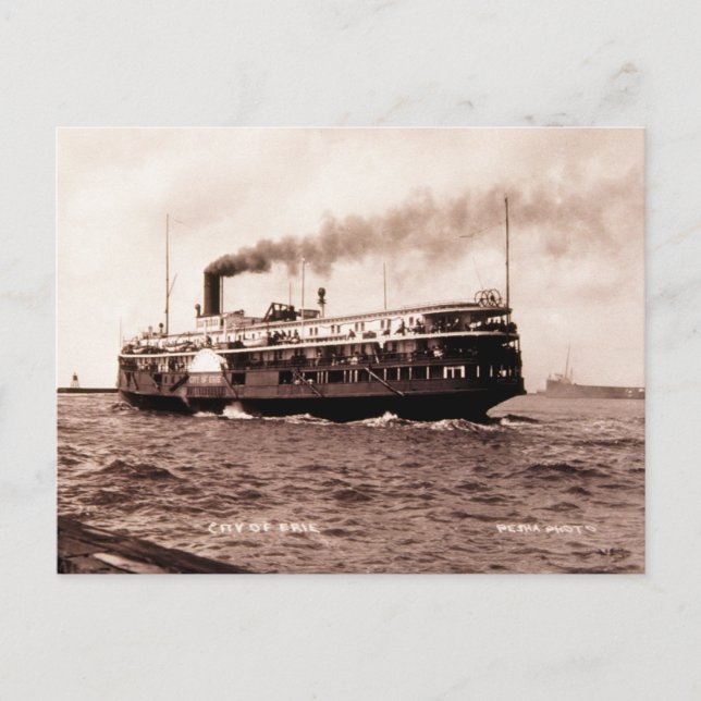 Steamer "City of Erie" Cleveland and Buffalo Line Postcard (Front)