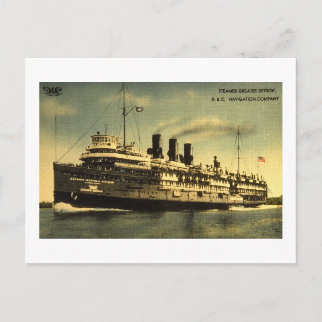 Steamer Greater Detroit, D&C Navigation Company Postcard (Front)
