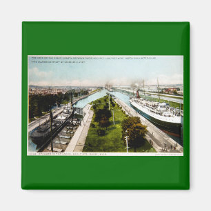 Steamer in the Locks, Sault Ste.Marie, Michigan Magnet