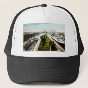 Steamer in the Locks, Sault Ste.Marie, Michigan Trucker Hat