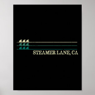 Steamer Lane California Break Surfing Retro Wave  Poster