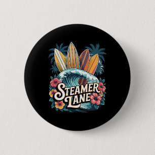 Steamer Lane Surfboards Santa Surfing Cruz Graphic 6 Cm Round Badge