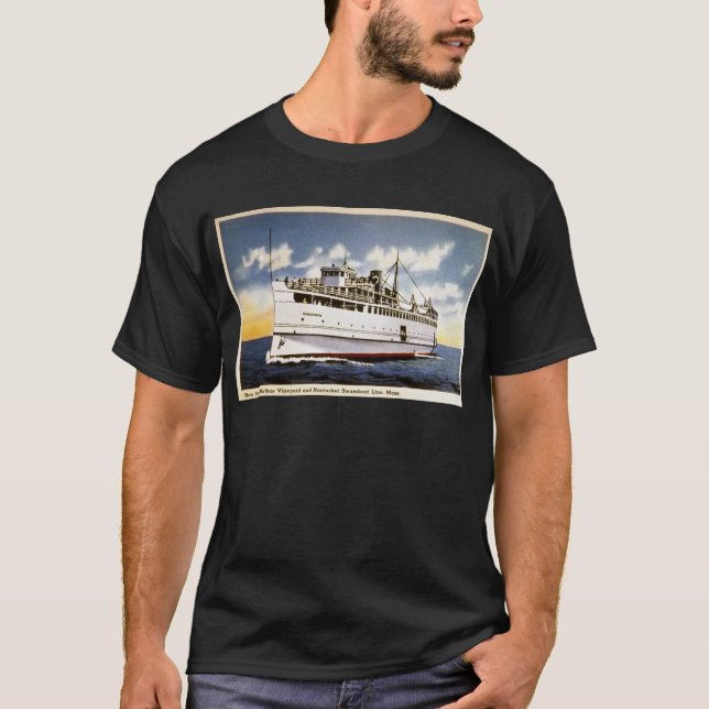 Steamer Naushon, Nantucket Steamboat Line, Mass. T-Shirt (Front)