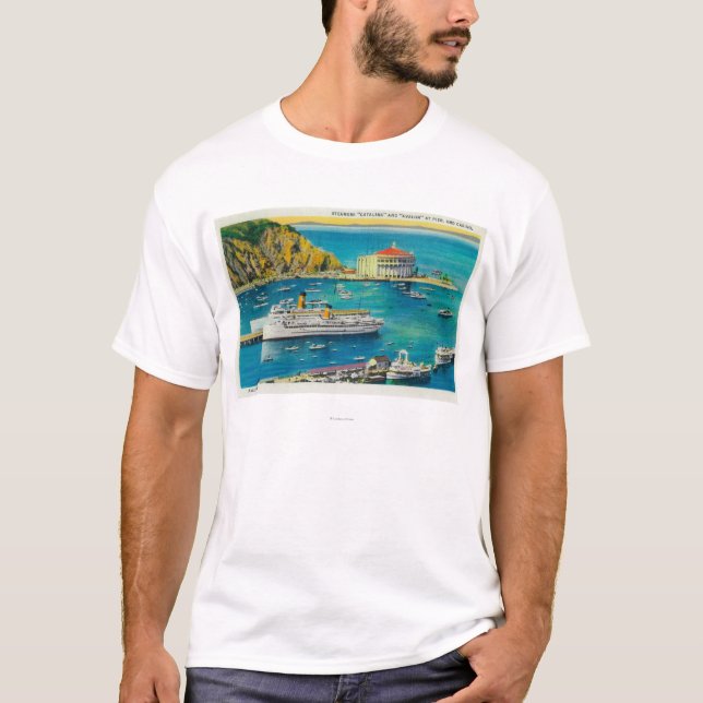 Steamers Catalina and Avalon at Pier, and Casino T-Shirt (Front)