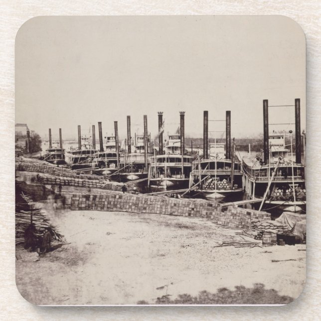 Steamers on the Mississippi (b/w photo) Coaster (Front)