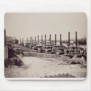 Steamers on the Mississippi (b/w photo) Mouse Mat