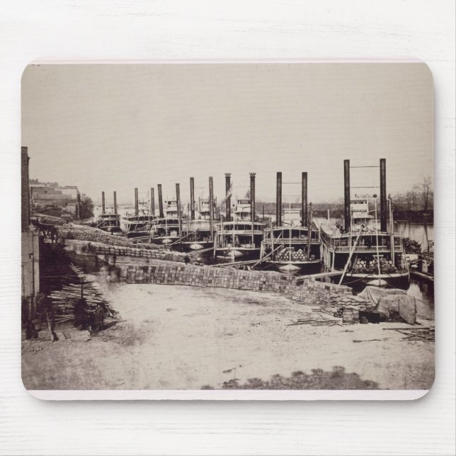 Steamers on the Mississippi (b/w photo) Mouse Mat (Front)