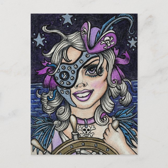 Steamface #10 Steampunk Pirate Postcard (Front)