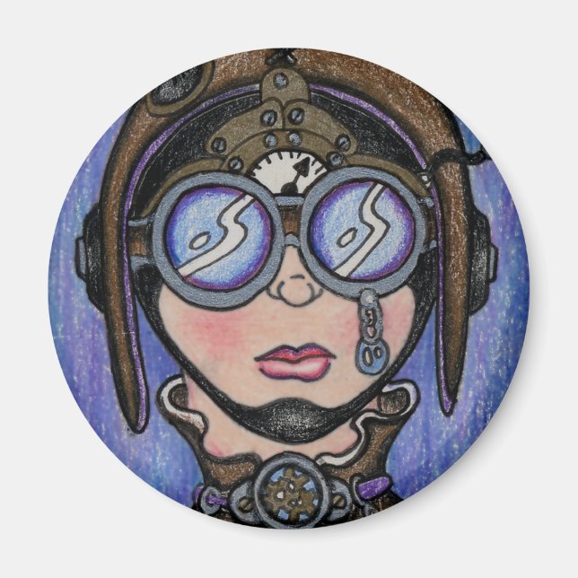 Steamface #1 Steampunk Magnet (Front)