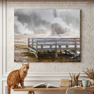 Steaming Beauty: A Yellowstone Geyser Eruption Canvas Print