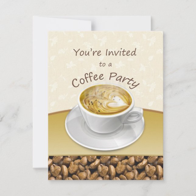 Steaming cappuccino coffee cup Party Invitation (Front)