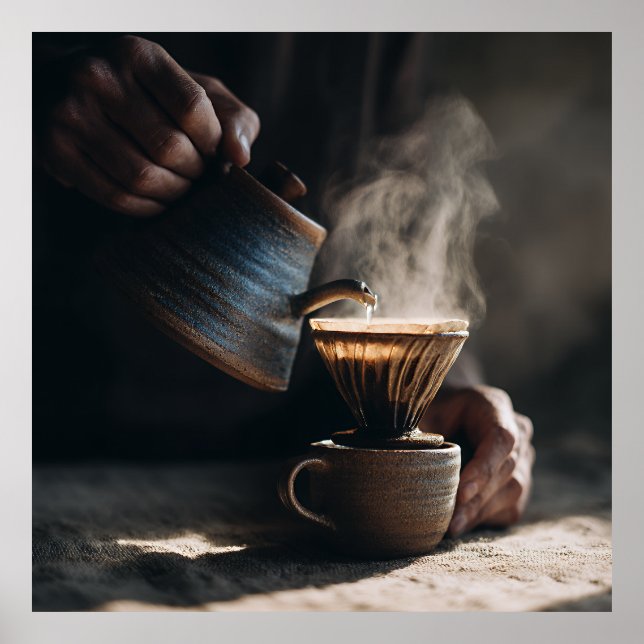 Steaming Ceramic Pour Over Poster (Front)