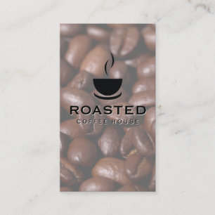 Steaming Coffee Cup   Coffee Beans Business Card