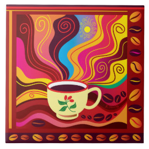 Steaming Coffee Cup Pattern Tile