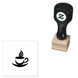 Steaming Coffee Cup Silhouette Rubber Stamp