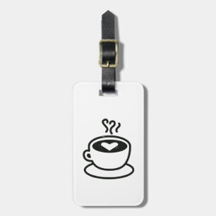 Steaming Coffee Cup with Heart Design (worn style) Luggage Tag