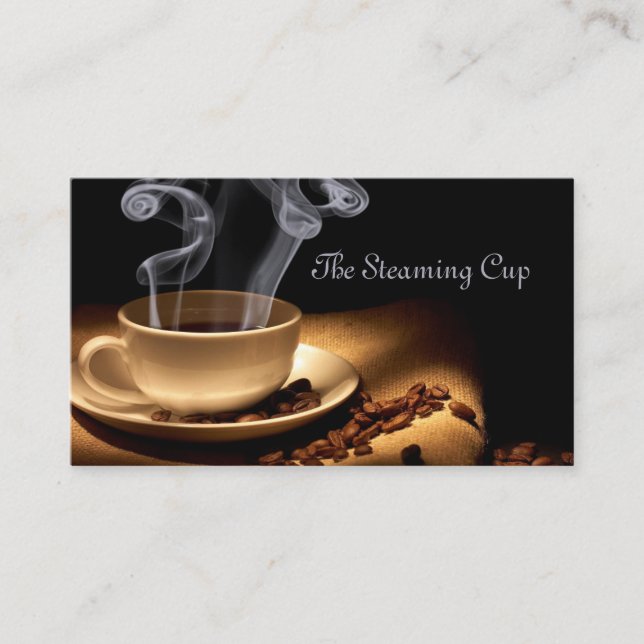 Steaming Cup of Coffee Business Card (Front)