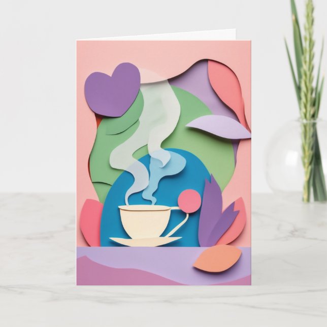 Steaming Cup with Heart Card (Front)