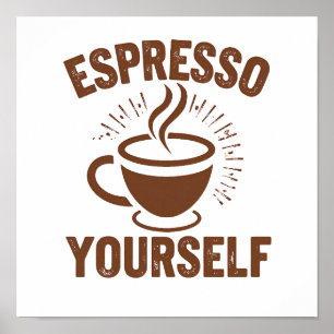 Steaming Espresso Cup Illustration Poster
