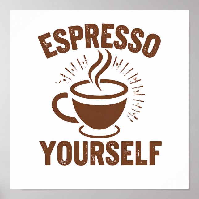 Steaming Espresso Cup Illustration Poster (Front)