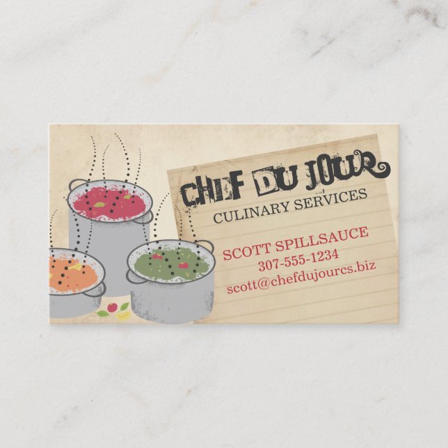 Steaming food aromas chef catering business card (Front)