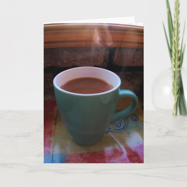Steaming Hot Coffee Greeting Card (Front)