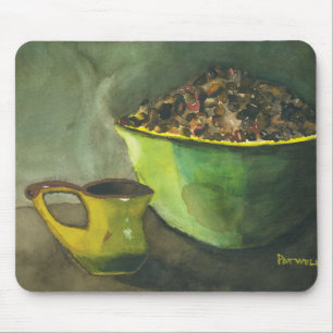 Steaming Morning Cup of Coffee Bowl Coffee Beans Mouse Mat