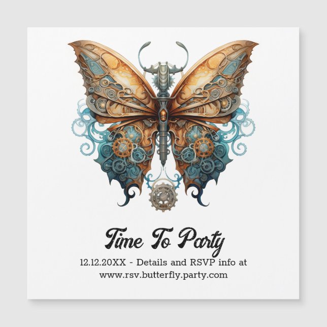 Steamlace Swallowtail Butterfly Steampunk Wedding  (Front)