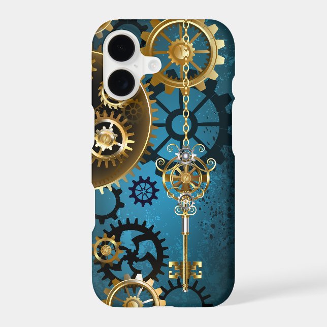 Steampun turquoise Background with Gears (Back)
