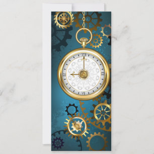 Steampun turquoise Background with Gears Announcement