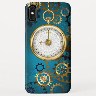 Steampun turquoise Background with Gears iPhone XS Max Case