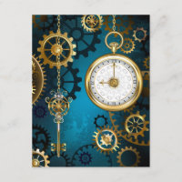 Steampun turquoise Background with Gears