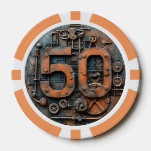 Steampunk $50 Poker Chip: Arcane Machina Poker Chips