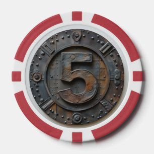 Steampunk $5 Poker Chip: Victorian Gambling Poker Chips