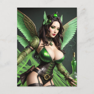 Steampunk Absinthe Green Fairy  Postcard