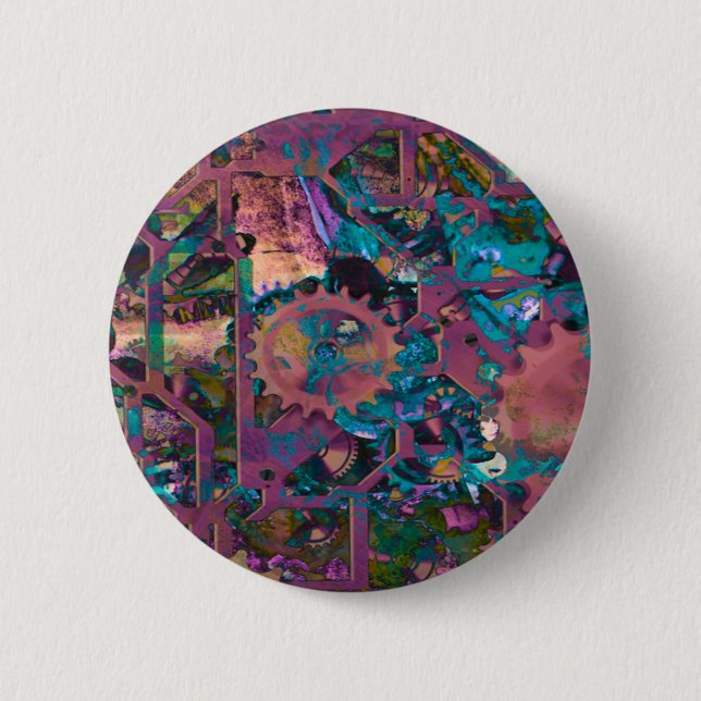 Steampunk, abstract 6 cm round badge (Front)