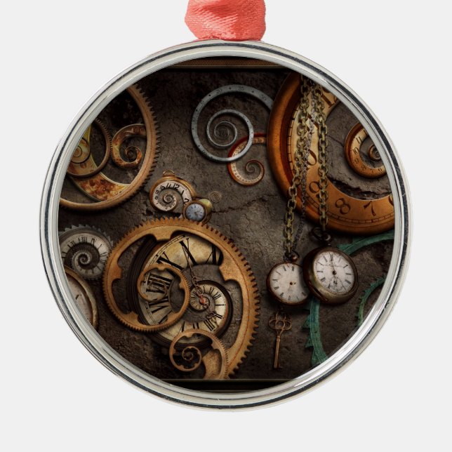 Steampunk - Abstract - Time is complicated Metal Tree Decoration (Front)