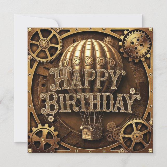 Steampunk Adventure Birthday Design Card (Front)