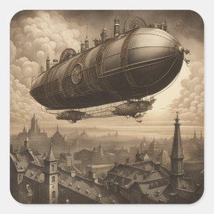 Steampunk Adventure Square Sticker