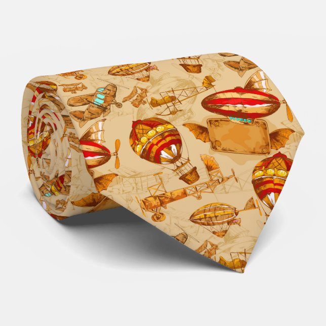 Steampunk aeronautic pattern tie (Rolled)