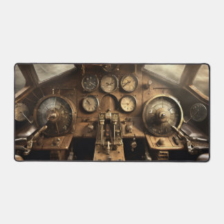 Steampunk aeroplane cockpit desk mat