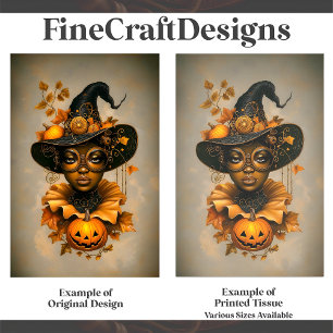 Steampunk African American Witch F6R Decoupage Tissue Paper