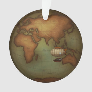 Steampunk Air Travel Neo-Victorian Map of the East Ornament