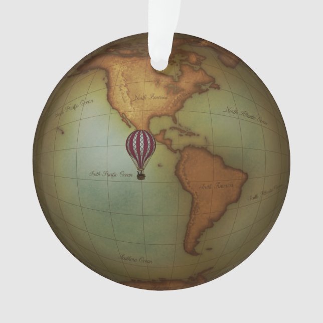 Steampunk Air Travel Neo-Victorian Map of the West Ornament (Front)