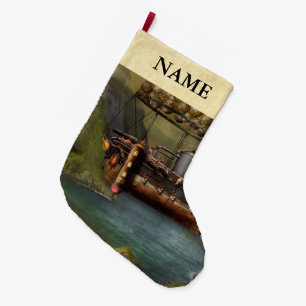 Steampunk - Airship - The original Noah's Ark Large Christmas Stocking