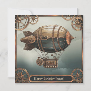 Steampunk Airship Vintage Adventure Design Card