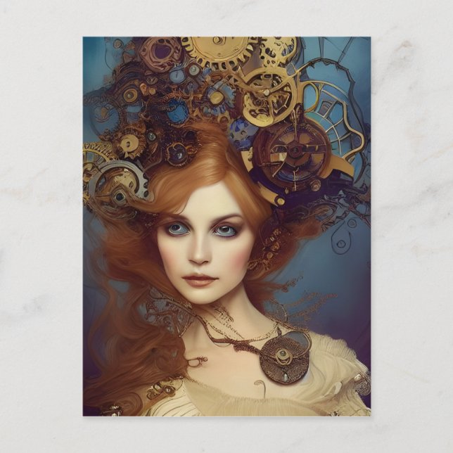 Steampunk Alice Stunning Fantasy Portrait   Postcard (Front)