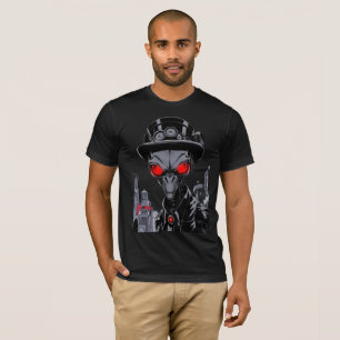 Steampunk Alien Gentleman Red Eyes Sci Fi T-Shirt