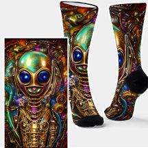 Steampunk Alien Green Blue & Brown