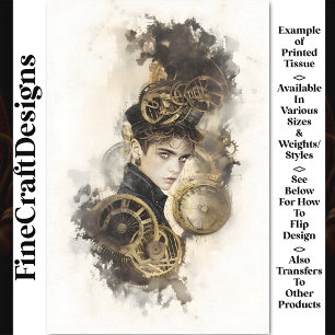 Steampunk Androgynous Character BP9 Decoupage Tissue Paper